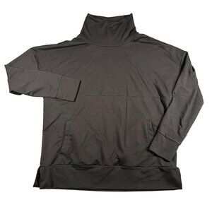 Zelos Sweatshirt Womens Medium Black Mock Neck Split Hem Pullover Sweatshirt Top